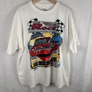 Vintage 90s THE ROCK North Carolina Motor Speedway Nascar T-Shirt Size XL White
